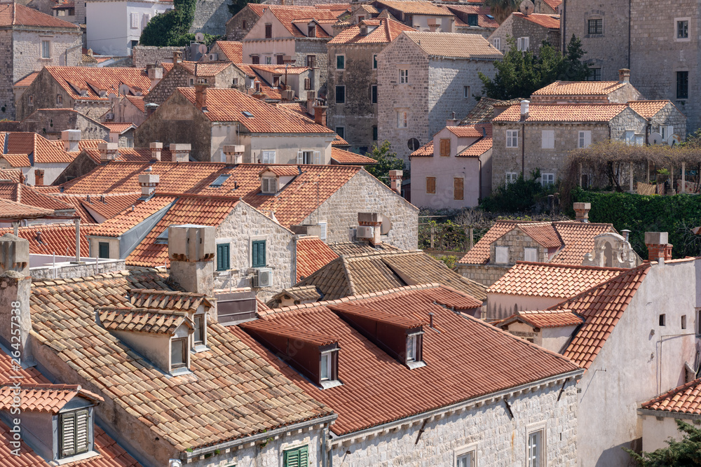 View of the old town from the city wall of Dubrovnik Croatia