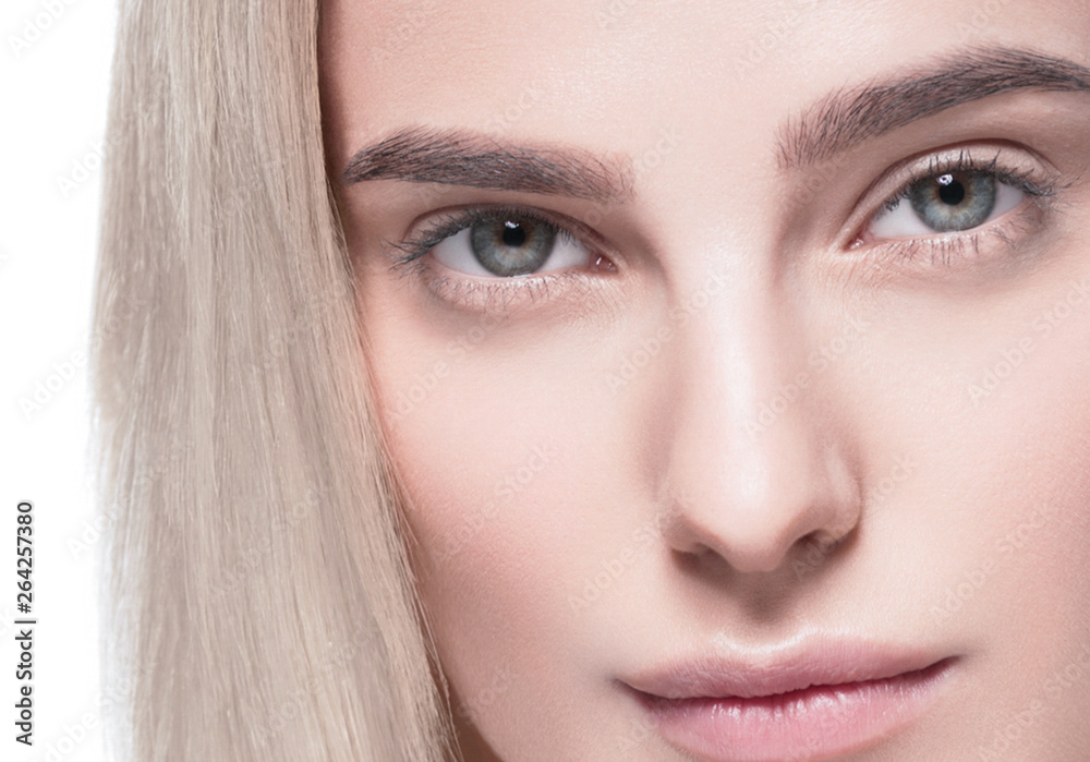 Beautiful hair woman blonde long hairstyle beauty healthy skin face closeup Beautiful hair woman blonde long hairstyle beauty healthy skin face closeup