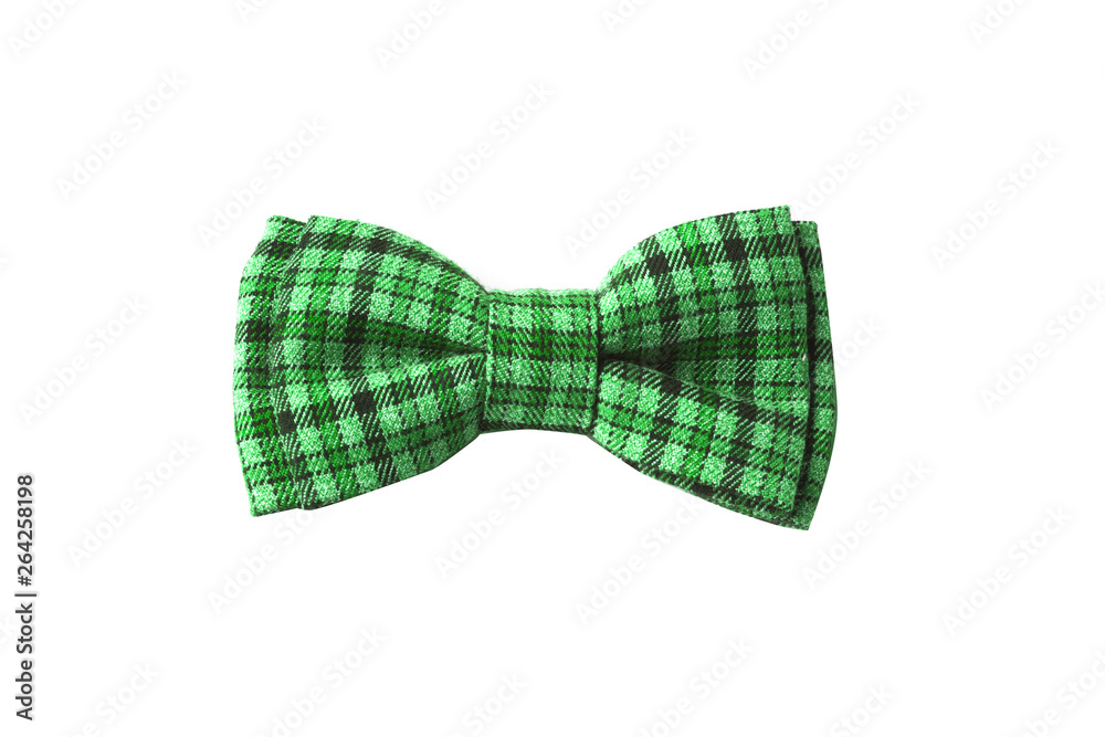 green bow tie with sequins for St. Patrick's Day isolated on white green bow tie with sequins for St. Patrick's Day isolated on white