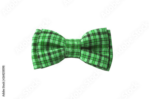 green bow tie with sequins for St. Patrick's Day isolated on white