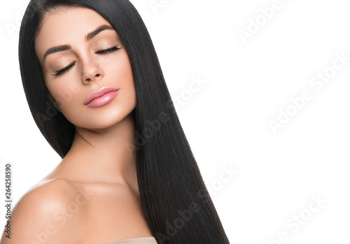Beautiful long hair woman with black hairstyle