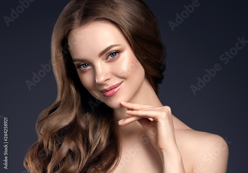 Beautiful hair woman curly hairstyle shampoo female portrait