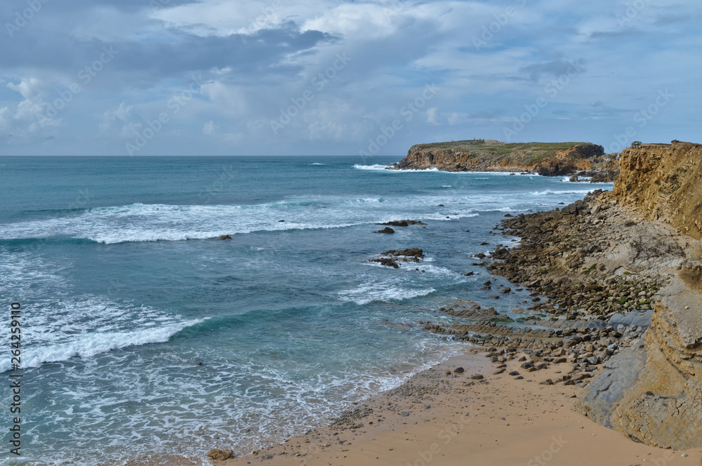 Coastal cliffs scene in Peniche. Portugal