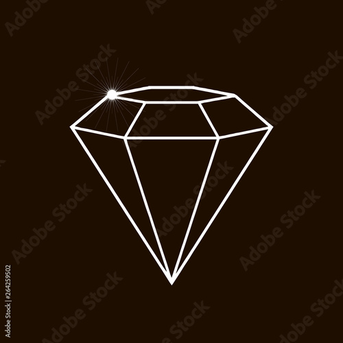 outline jewelry with precious stones, diamonds, vector illustration