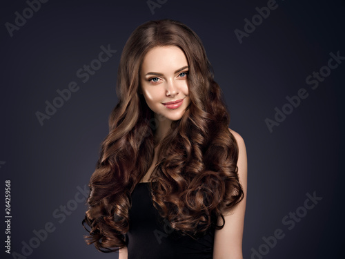 Beautiful hair woman curly hairstyle shampoo female portrait