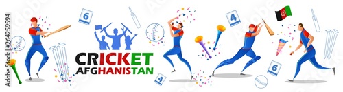 illustration of Player batsman and bowler of Team Afghanistan playing cricket championship sports