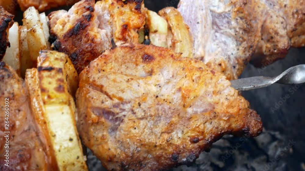 Barbeque meat cooking 4k Barbeque meat cooking 4k
