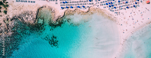 Aerial view of incredible beach with clear water, Ayia Napa, Cyprus photo