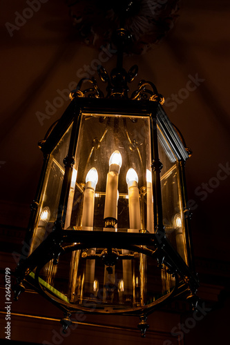 old big lamp with candles photo