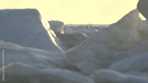 Iceberg and drifting ice in the sunset, North Pole