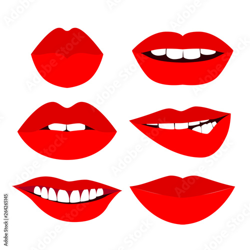 Various red sexy woman lips