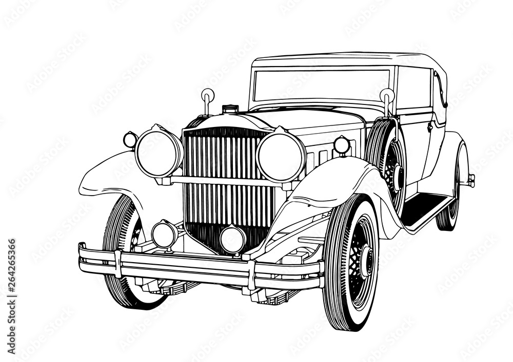 old car sketch vector