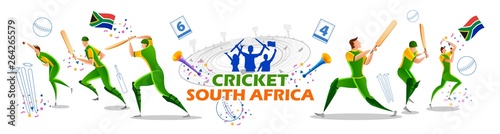 illustration of Player batsman and bowler of Team South Africa playing cricket championship sports