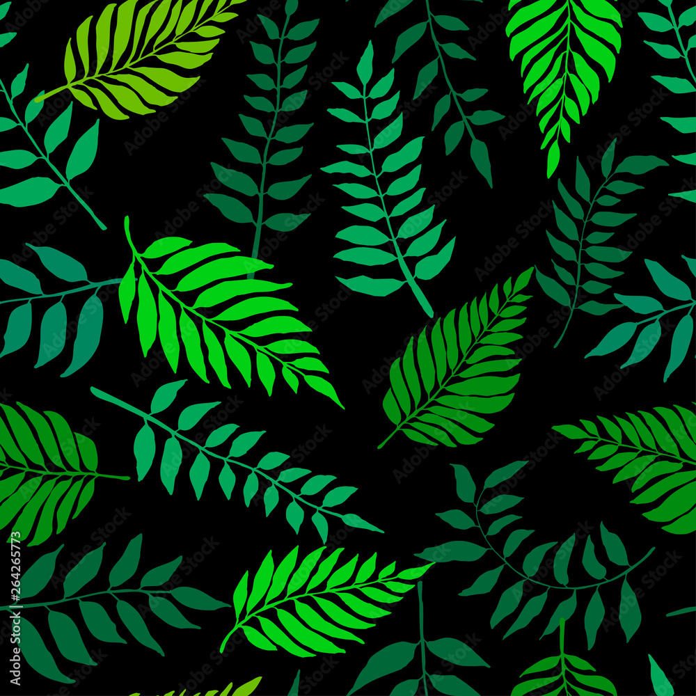 Seamless pattern with fresh green leaves