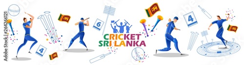 illustration of Player batsman and bowler of Team Sri Lanka playing cricket championship sports