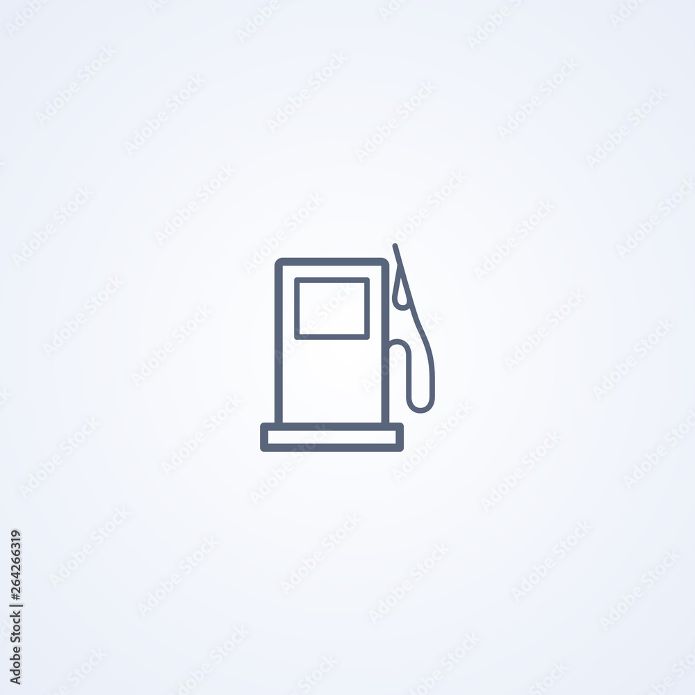 Fuel station pump, vector best gray line icon