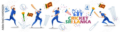 illustration of Player batsman and bowler of Team Sri Lanka playing cricket championship sports