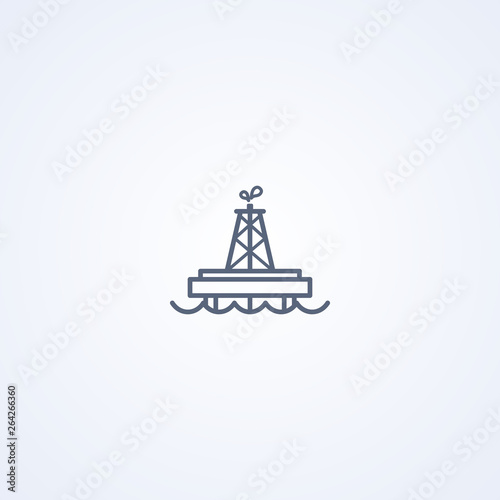 Offshore oil platform, vector best gray line icon