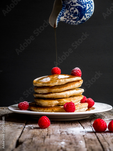stack of pancakes with berries