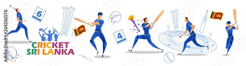 illustration of Player batsman and bowler of Team Sri Lanka playing cricket championship sports