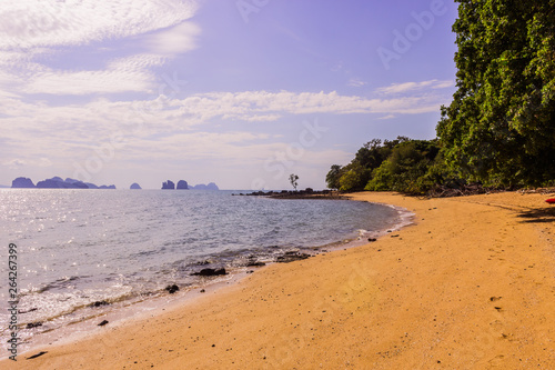 The beautiful and calm beach on shinty day, Yao Noi Islands, Phang Nga province, Thailand.