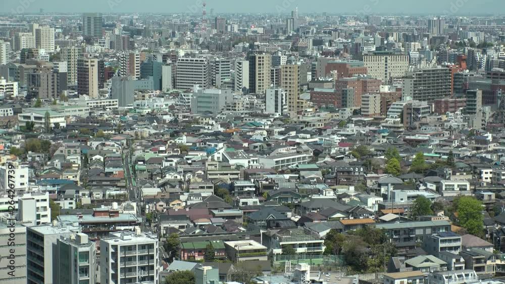 TOKYO, JAPAN - CIRCA APRIL 2019 : Aerial view of JAPANESE STYLE HOUSE at RESIDENTIAL AREA located at Bunkyo ward. TOKYO, JAPAN - CIRCA APRIL 2019 : Aerial view of JAPANESE STYLE HOUSE at RESIDENTIAL AREA located at Bunkyo ward.