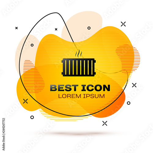Black Heating radiator icon isolated on white background. Fluid color banner. Vector Illustration