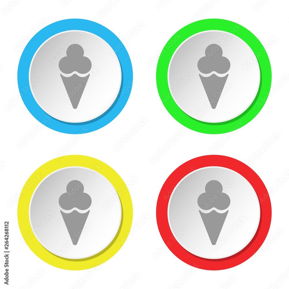 Ice cream icon. Set of round color flat icons. Ice cream icon. Set of round color flat icons.