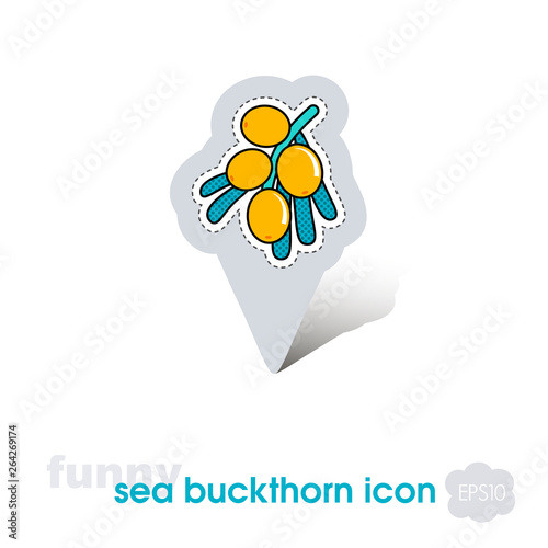 Branch of sea-buckthorn berries pin map icon