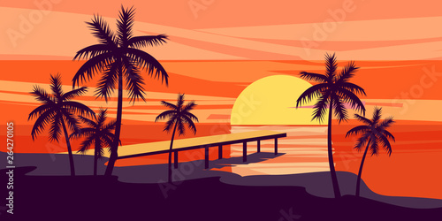 Summer holiday season. Tropical exotic beach sunset ocean sea © hadeev