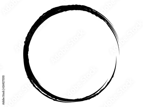 Grunge circle made with black paint.Grunge circle made with art brush.