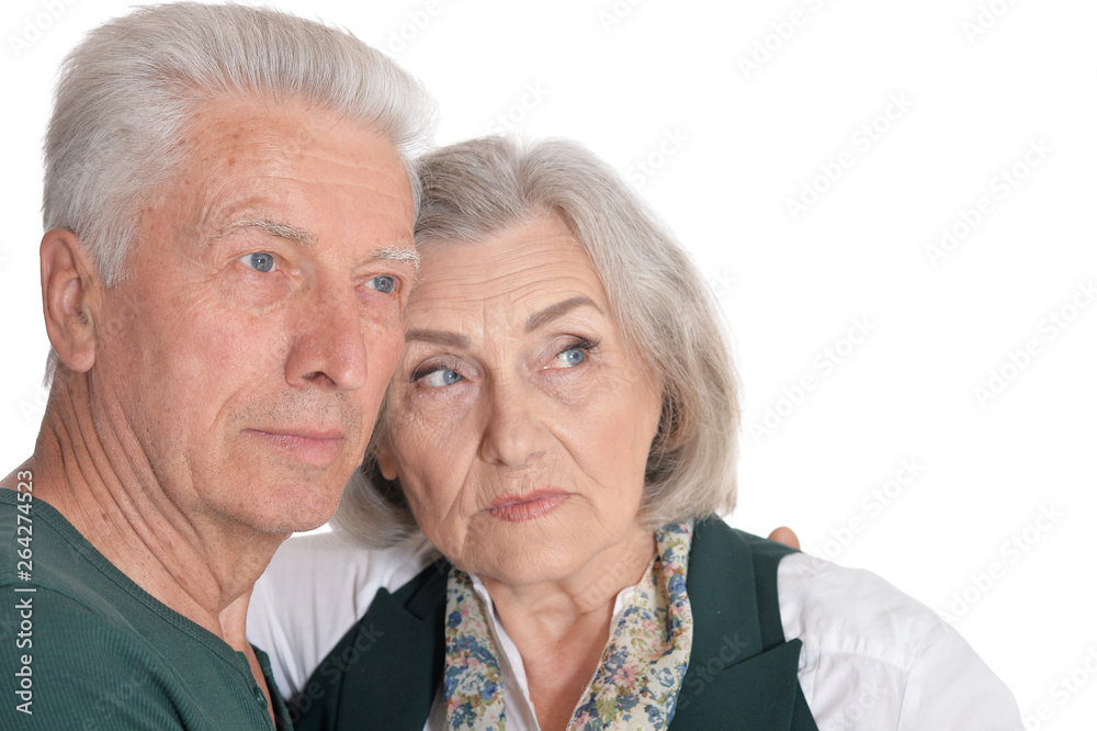 Portrait of sad senior couple isolated on white background Portrait of sad senior couple isolated on white background