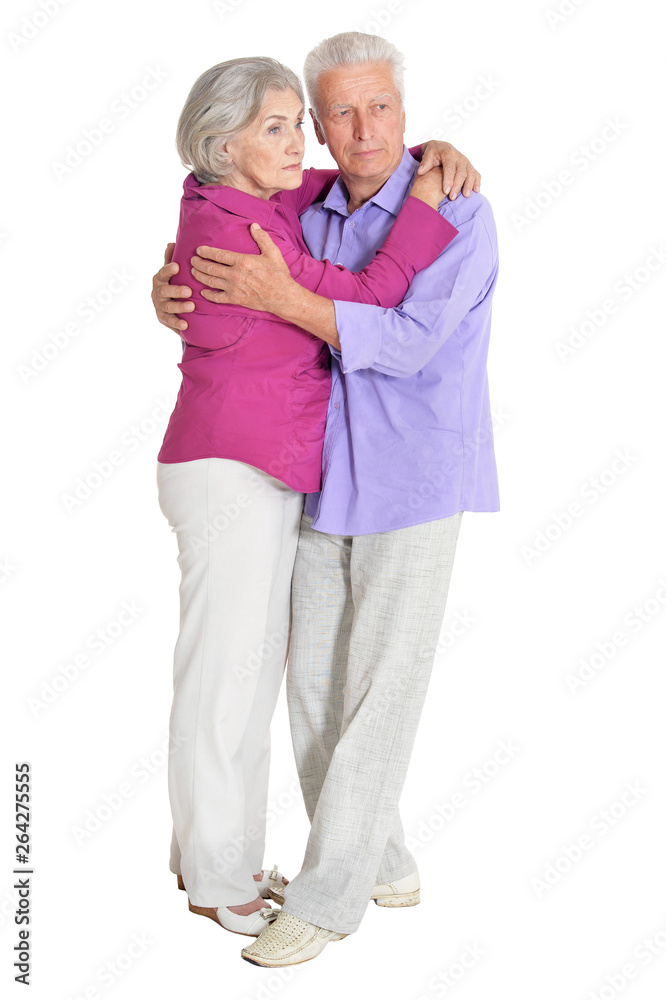 Portrait of sad senior couple on white background Portrait of sad senior couple on white background