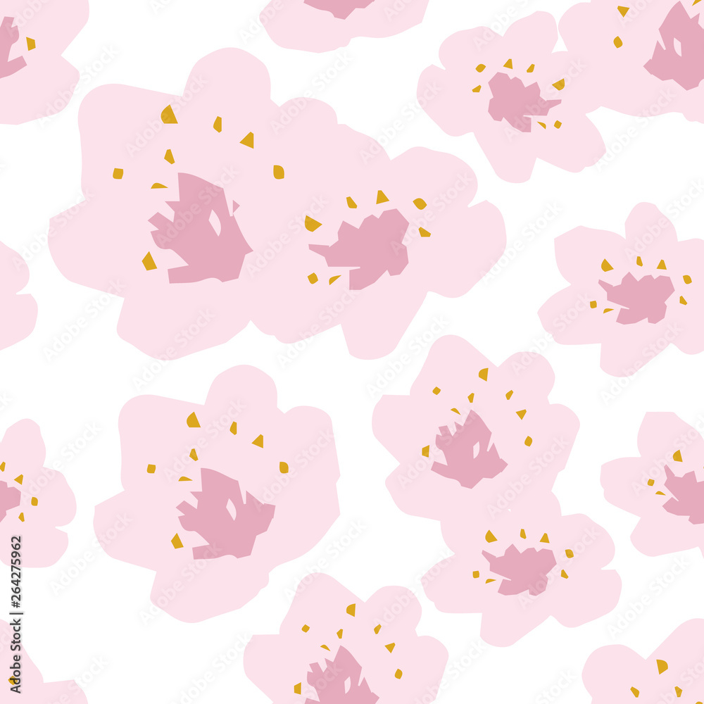 Vector seamless pattern of spring cherry blossoms Vector seamless pattern of spring cherry blossoms
