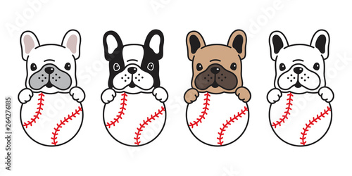 dog vector french bulldog baseball icon ball character cartoon pet logo puppy illustration