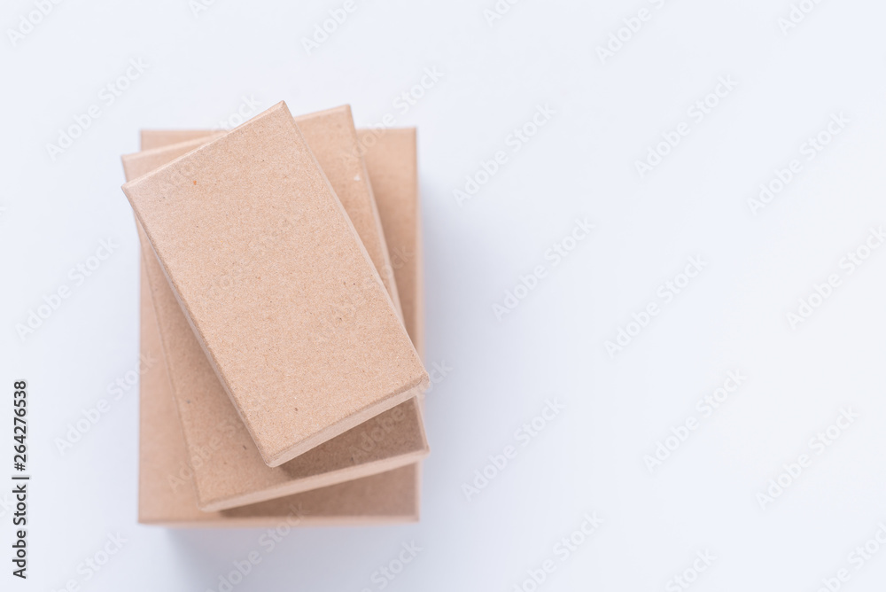 Kraft paper boxes on white background Kraft paper boxes on white background
