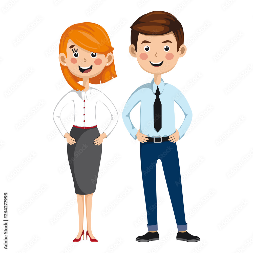 man and woman in business clothes. people in office clothes on a white background.