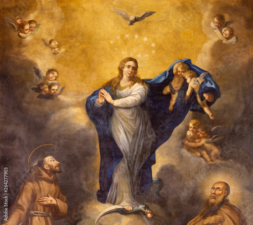 PALMA DE MALLORCA, SPAIN - JANUARY 29, 2019: The painting of Immaculate Conception in the Capuchin church by Joan Muntaner Cladera (1744-1802). photo