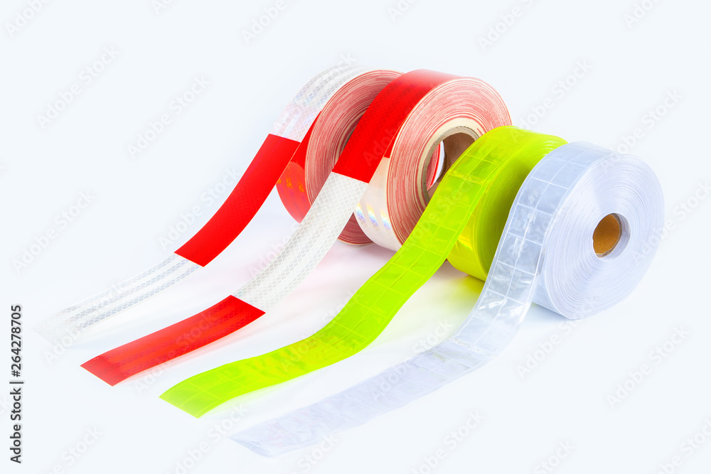Reflective tape. Fluorescent adhesive strips for clothing. Attention