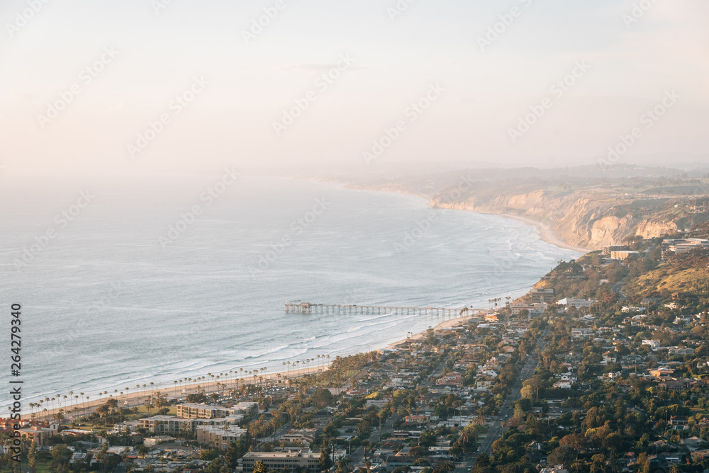 View of Scripps Pier and the Pacific Coast from Mount Soledad in La Jolla, San Diego, California