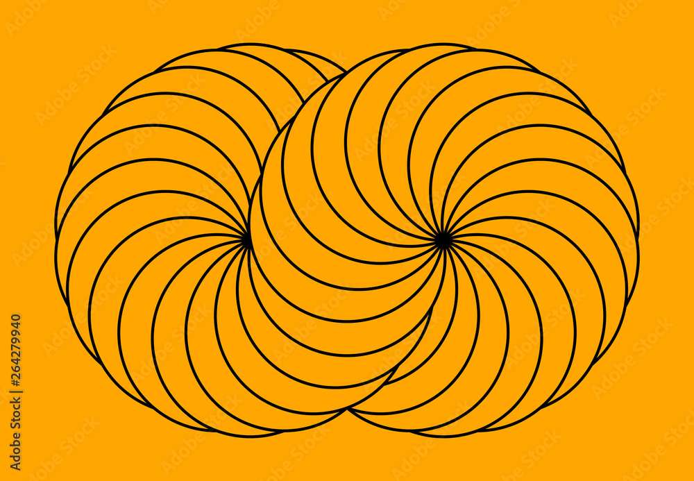 Infinity symbol of interlaced circles. Impossible shape with stroked lines on color background. Infinity symbol of interlaced circles. Impossible shape with stroked lines on color background.