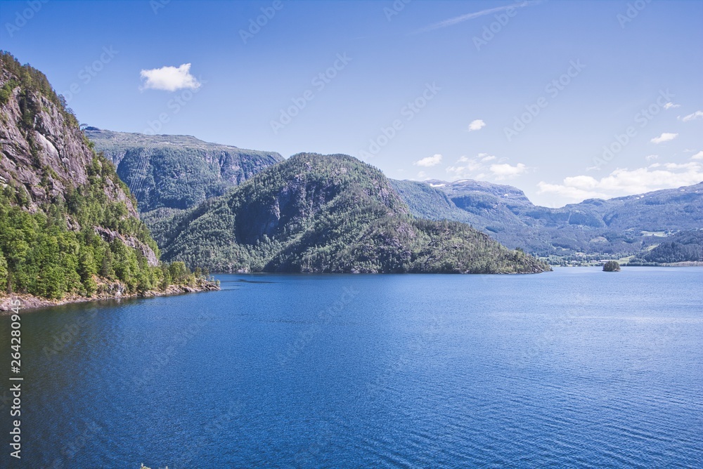 Blue sky and blue water in Norway