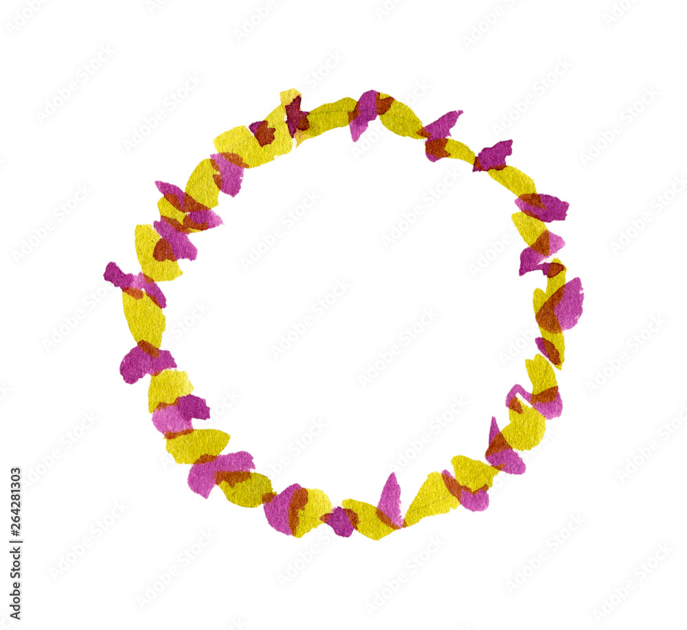 Watercolor flower wreath frame background. Purple and yellow. Template for invitation, profile avatar frame and vintage design. Watercolor flower wreath frame background. Purple and yellow. Template for invitation, profile avatar frame and vintage design.