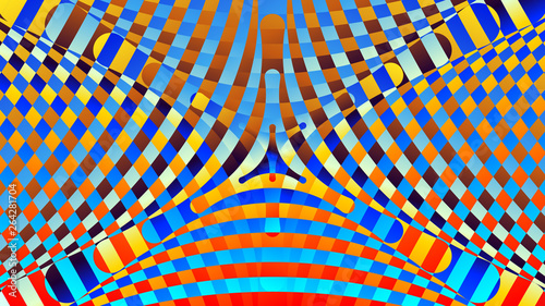 Abstract unique bright color background. Hypnotic trance texture. Trendy vibrant decorative illustration.