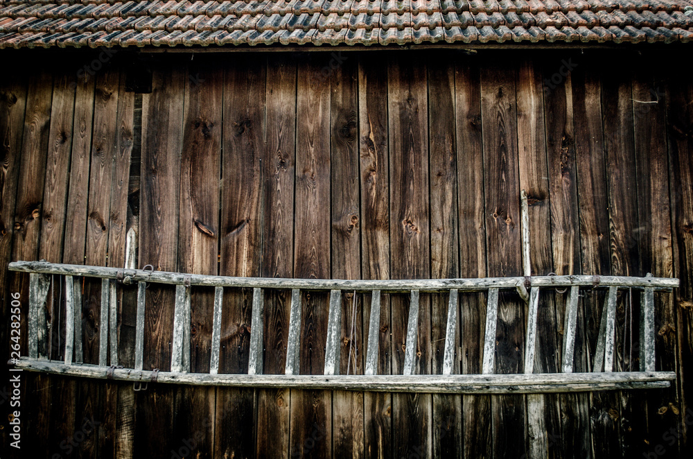 Naklejka premium Ladder on the side of a barn