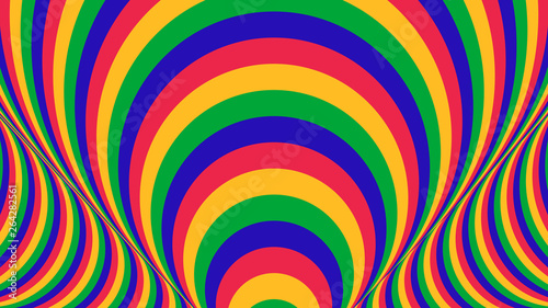 Abstract color striped background. Hypnotic trance texture. Op art multicolored abstraction. Psychedelic illusive illustration.