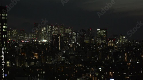 Wallpaper Mural TOKYO,  JAPAN - CIRCA APRIL 2019 : Aerial view of office buildings around Shinjuku area at night.  View from Bunkyo ward. Torontodigital.ca