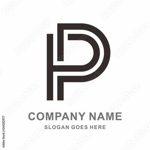 Monogram Letter P Geometric Square Business Company Vector Logo Design Template	
