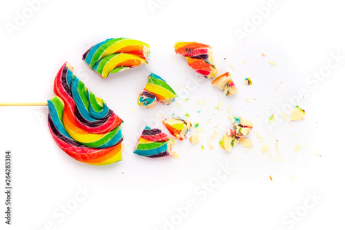 smashed colorful lollipop