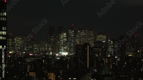 Wallpaper Mural TOKYO,  JAPAN - CIRCA APRIL 2019 : Aerial view of office buildings around Shinjuku area at night.  View from Bunkyo ward. Torontodigital.ca